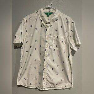 dip White Nautical Anchor Print Men's Shirt